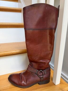 Frye Tall Harness Boot - Brown Leather